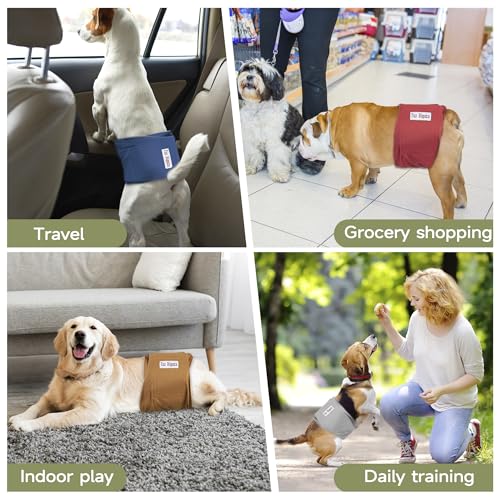 Male Dogs Diapers, Washable Reusable High Absorbing Boy Belly Bands Doggy Wraps Panties Doggie Puppy Pooping Potty Training Incontinence Marking Large(5 Pack) - color: Plain, size: Large (18"-20")