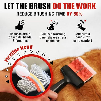 FlexIt Home - Flexible Slicker Brush for Dogs (Double, Soft Flex) | Dog Grooming Brush for Poodles, Golden Doodles, Huskies, Retrievers, and Labradoodles | 3-in-1 System & Video Trainings - color: Super Soft Flex - Double