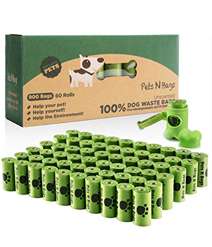 Dog Waste Poop Bags, Dog Bags for Poop, Refill Rolls (60 Rolls / 900 Count, Unscented), Includes Dispenser - color: Unscented, size: 60 Count (Pack of 1)