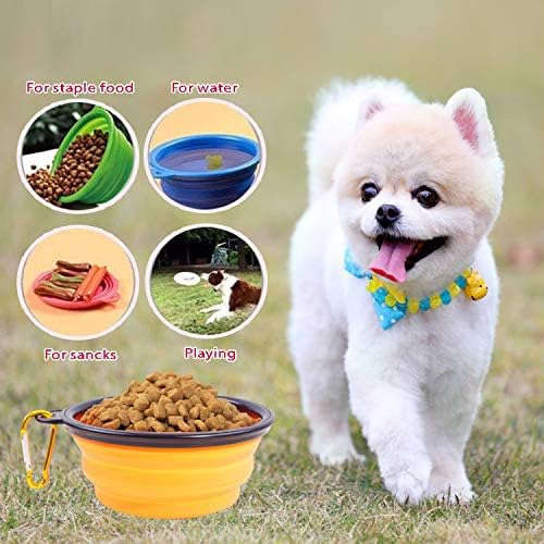 Collapsible Portable Silicone Big Dog Bowls,2 Pack,34 oz/Each Bowl,Silicone Basic Bowl with Plastic Rim and D-Ring,Foldable Travel pet Feeder,Portable Basic Bowl for Dog (Blue) - color: blue