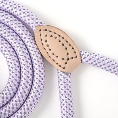 Mile High Life Dog Leash, Rope Leash with Genuine Leather Connection and Heavy Duty Metal Clasp, Great for Small Medium Large Dogs(Purple,48 Inch) - color: Rope Handle-Purple, size: 48 Inch-1/2"