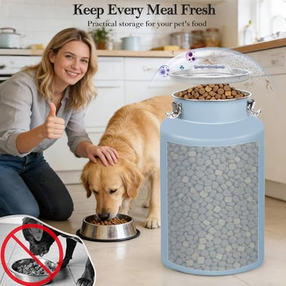 30 lb Stainless Steel Dog Food Storage Container, Airtight Metal Canister with Lid & Scoop, Extra Large Capacity for Multi-Pet Families, Preserve Freshness - size: Large