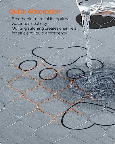 Feandrea Washable Dog Pee Pads, 2 Pack, Reusable Dog Pads, 60 x 48 Inches, XXL, Waterproof Pet Training Pads, Leakproof, Non-Slip, Super Absorbent, Gray UPTD048G01 - size: XXL (60"L x 48"W)