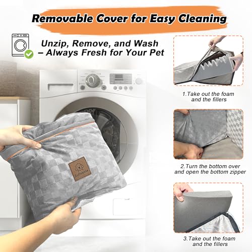 Large Dog Car Seat for Back Seat – Removable Dog Booster Seat & Washable Pet Car Seat for Medium & 2 Small Dogs up to 60lbs – Safety Straps & Storage Pocket – Travel & Home Use (Gray) - color: Medium-Gray