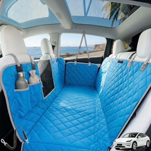 Dog Seat Cover for SUV and Small Truck, Waterproof Car Hammock Heavy Duty Back Seat Cover for Dog with Mesh Window Durable Scratchproof Pet Car Seat Protector for Rav4 CR-V Jeeps - color: BLUE, size: Standard
