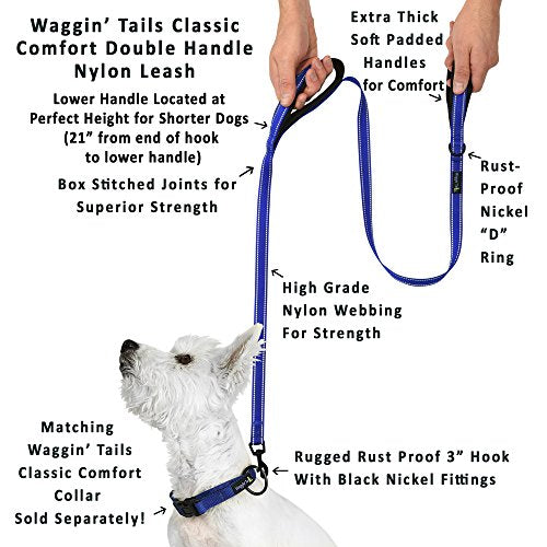 Double Handle Dog Leash, 5ft Long Heavy Duty Dog Leash with Paded Traffic Handles for Extral Control and Training, Dual Handles Leads, Large Medium Small Dogs (Royal Blue)