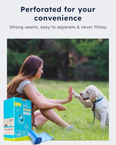 Wooflinen Home Compostable Dog Poop Bags – Leak-Proof Dog Poop Bags Rolls – Large 9x13”, Durable, Easy Tear – Made from Plant & PBAT Material – For Big & Small Dogs – 120 Bags (8 Rolls) - size: 120 Count (Pack of 1)