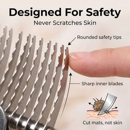 We Love Doodles Dog Dematting Brush & Rake, Detangler Brush for Dogs, Comb Tool for Grooming, Best for Doodles, Poodles, Goldendoodles, Cats & Other Pets, Matted Fur Removal On Undercoat, Small - size: Dematting Rake Small