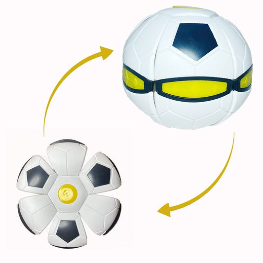 UFO Magic Ball,Portable Glowing Flying Toys Creative Fly Saucer Stomp Magic Balls,Decompression Flying Flat Throw Disc Balls Toy for Childrens Outdoor Sports Kids Gift (Football White)