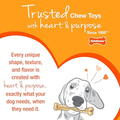 Nylabone Double Action Bone Strong Chew Toy for Dogs, Natural Rubber Dog Toy for Boredom, Peanut Butter Flavor, Large Dogs - Up to 50 lbs, 1 Count - size: Large