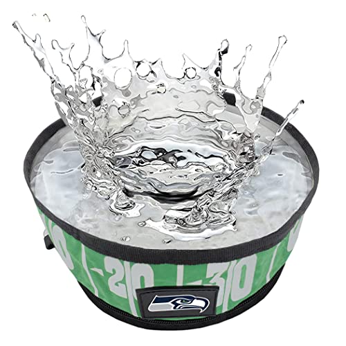 NFL Seattle Seahawks Pets First Collapsible Dog Travel Bowl Set, 2 Pack Food and Water Bowls for Dogs, Best Portable & Lightweight Leak-Proof Dog Bowls for Travel - color: Seattle Seahawks, style: 2 Pack