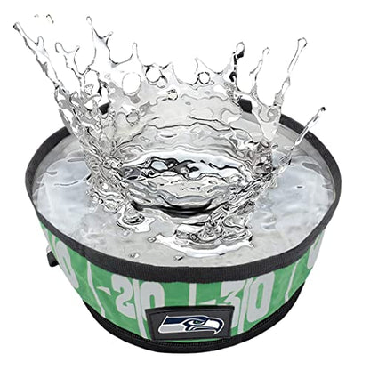 NFL Seattle Seahawks Pets First Collapsible Dog Travel Bowl Set, 2 Pack Food and Water Bowls for Dogs, Best Portable & Lightweight Leak-Proof Dog Bowls for Travel - color: Seattle Seahawks, style: 2 Pack