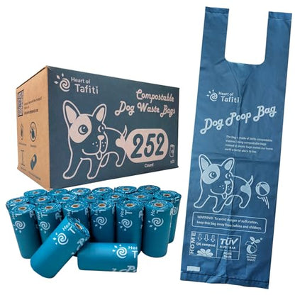 Dog Poop Bags with Handles, 252 Count, Extra Thick Leak-Proof Dog Waste Bags, Certified Compostable, Unscented & Eco-Friendly, 9 x 13 inch (16 inch w/Handles) - size: 252 Count (Pack of 1)