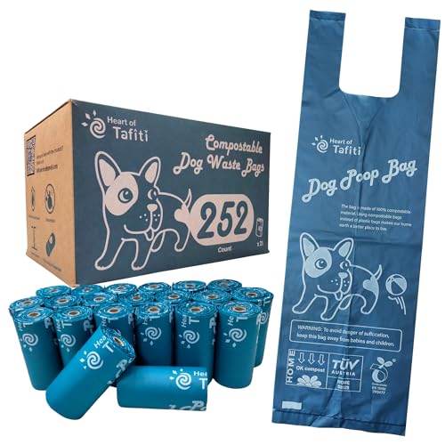 Dog Poop Bags with Handles, 252 Count, Extra Thick Leak-Proof Dog Waste Bags, Certified Compostable, Unscented & Eco-Friendly, 9 x 13 inch (16 inch w/Handles) - size: 252 Count (Pack of 1)