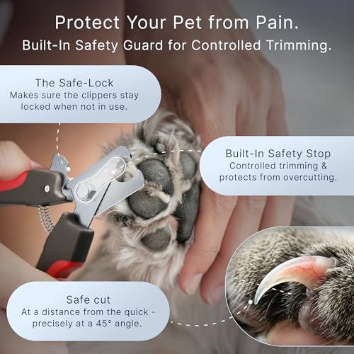 Professional Dog Nail Clippers for Large Dog - to Small Dog Clippers & Cat with Safety Guard & Ergonomic Easy Grip, Dog Nail Clippers/Dog Nail Trimmer and Cat Nail Clipper for Safe Grooming