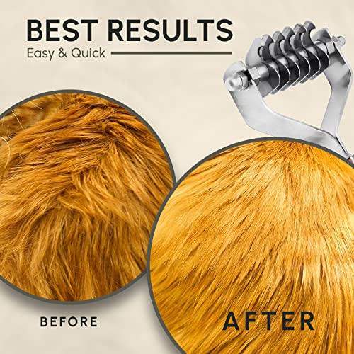 Flamia & Jabz Undercoat Rake for Dogs & Cats, Dematting Grooming Stripper Tool (6 Blades) - size: 6 Blades