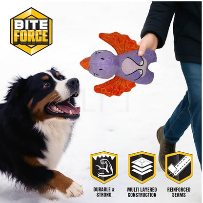 Bite Force - Durable & Strong Dog Toy Purple Dino with Squeaker, Kevlar-Reinforced for Aggressive chewers. - color: Regular - Dragon