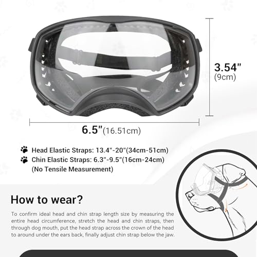 Namsan Clear Dog Goggles for Large Dogs, Wide Eyecup & Soft Frame, Anti-UV Sunglasses for Dogs Medium to Large Breed, Driving Dog Eye Protection, Windproof Dustproof, Adjustable, Clear - color: (Large)Clear Lens