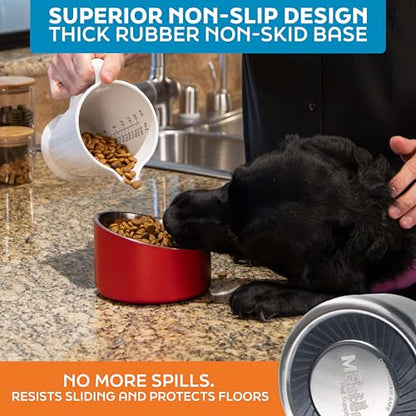 Master Pet Supply Stainless Steel Slanted Dog Cat Food Bowl - 16 oz Heavy Duty - Stainless Steel, Double Wall Insulated, Non-Slip Elevated Bowl for French Bulldogs Pugs Cats, Anti Rust Dishwasher Safe - color: Stainless Steel, size: 2 Cups (16 oz)
