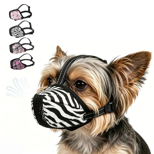 KOOLTAIL Dog Muzzle,Soft Breathable Dog Muzzles for Small Medium Large Sized Dogs to Anti Barking Grooming Biting,Reflective Adjustable Air Mesh Basket Muzzles, Allows Panting and Drinking - color: Tiger, size: Small