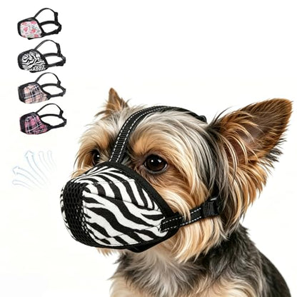 KOOLTAIL Dog Muzzle,Soft Breathable Dog Muzzles for Small Medium Large Sized Dogs to Anti Barking Grooming Biting,Reflective Adjustable Air Mesh Basket Muzzles, Allows Panting and Drinking - color: Tiger, size: Small