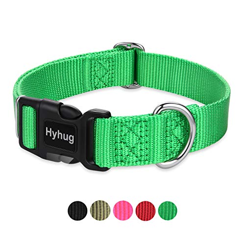 Hyhug Small Dog Collar Quick-Release Green| Heavy-Duty Nylon Puppy Collar, Adjustable & Durable Pet Supplies for Boy & Girl Dogs (Small, Lime Green) - color: Lime Green, size: Small