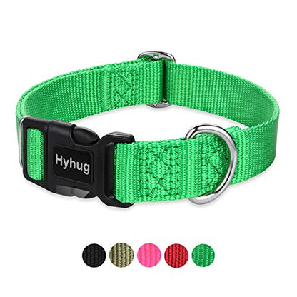 Hyhug Small Dog Collar Quick-Release Green| Heavy-Duty Nylon Puppy Collar, Adjustable & Durable Pet Supplies for Boy & Girl Dogs (Small, Lime Green) - color: Lime Green, size: Small