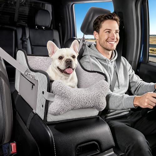 Center Console Dog Car Seat,Pet Puppy Middle Console Dog Car Seat for Small Dogs (Grey, Large) - color: Grey, size: Large