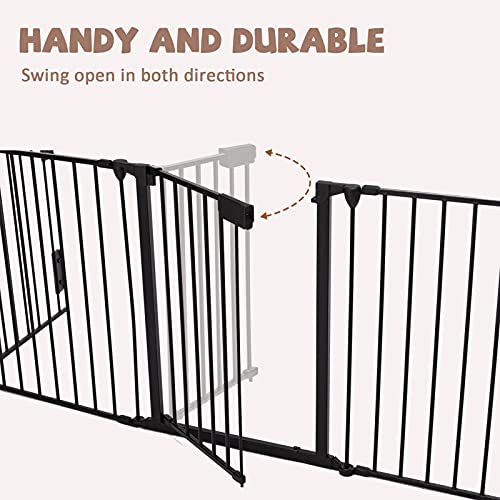 118" Wide Baby Gate Metal Safety Playpen - Fireplace Fence for Toddler/Pet/Dog, Fits 72"- 118" Wide, 5-Panel (30" H, Black) - size: 118" Wide, 5-Panel (30" H)
