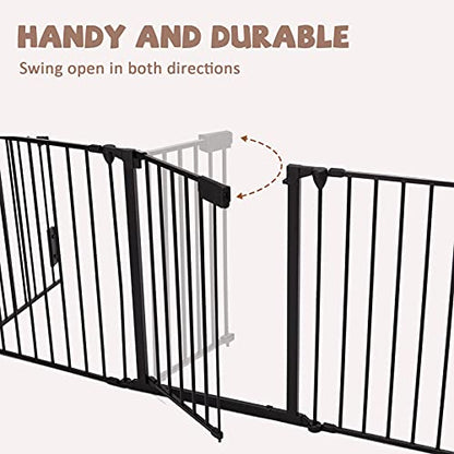118" Wide Baby Gate Metal Safety Playpen - Fireplace Fence for Toddler/Pet/Dog, Fits 72"- 118" Wide, 5-Panel (30" H, Black) - size: 118" Wide, 5-Panel (30" H)