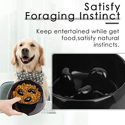Super Design Slow Feeder Dog Bowl, 1 Cup(Holds Approx. 300ml), Non-Slip, Heat-Resistant, Sturdy, Dishwasher Safe, Suitable for Large Dogs - color: Black, size: M