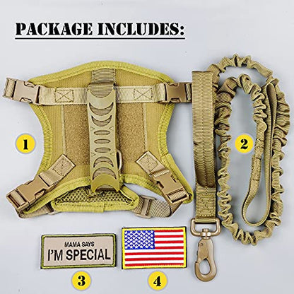 Tactical Cat Harness and Leash for Walking Escape Proof, Adjustable Military K9 Pet Vest Harness Easy Control for Large Cat, Puppy and Small Dog (Coyote Brown) - color: Coyote Brown