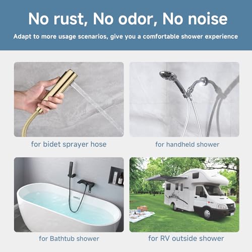 304 Stainless Steel Shower Hose Extra Long 6ft Handheld Showerhead Hose Chorme High Pressure Rv Shower Hoses Replacement Soft 69 Inches Chrome Bidet Sprayer Hoses Attachment - color: Chrome, size: 69 Inches