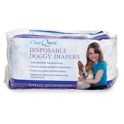 ClearQuest Disposable Doggy Diapers, Super Absorbent Leak-Proof Pet Diapers - size: Mini