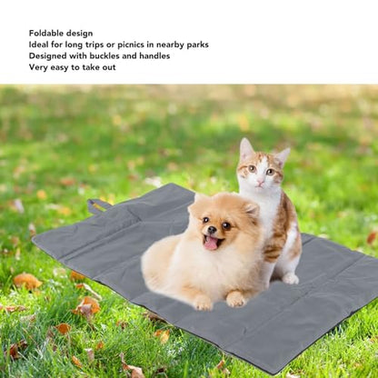 Portable Pet Mat, Foldable Roll-Up Pet Camping Bed, Easy to Clean and Store, Ideal for Outdoor Travel, Made of Sturdy 600D Oxford Cloth, Gray