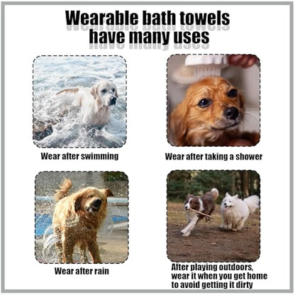 S Size Super Absorbent Dog Bathrobe, Quick-Dry Microfiber Dog Bath Towel for Small Dogs 10-18 lbs, Adjustable Post-Bath Drying Robe with Chest 23.6", Grey - size: S