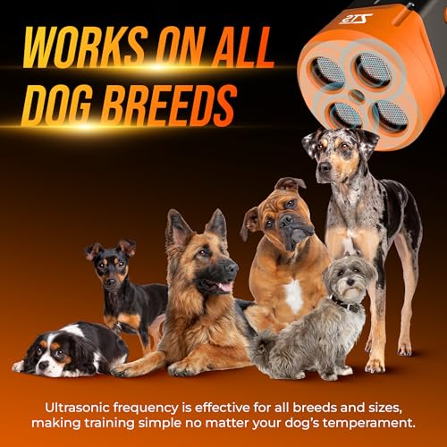 Dog Bark Deterrent Device Ultrasonic Anti Barking Device for Dogs with Flashlight Beep 35ft Range USB-C Rechargeable Humane Bark Control Training Tool for All Breeds with Whistle Belt Clip & Bag
