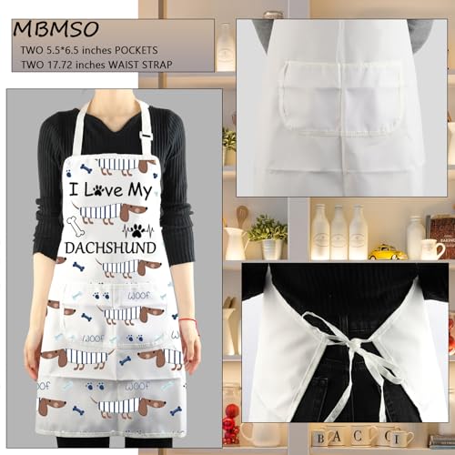 MBMSO Dachshund Apron Dog Apron with Pockets Dachshund Lovers Gift for Grooming Apron for Dog Groomer Dachshund Cooking Apron