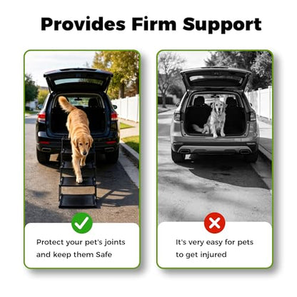 Dog Ramps for Cars, Portable Folding Dog Stairs for Cars, SUV, Trucks, Reinforced Pet Steps Supports Up to 200 lb, 5 Steps