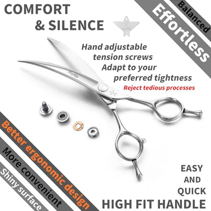 High-end Professional Dog Grooming Curved Scissors Pet Curved Shears 7.5 Inches Extremely Very Sharp Made Of Stainless Steel Alloy By Hand For Dog Cat Groomer - size: 7.5inch, style: Curved Shears