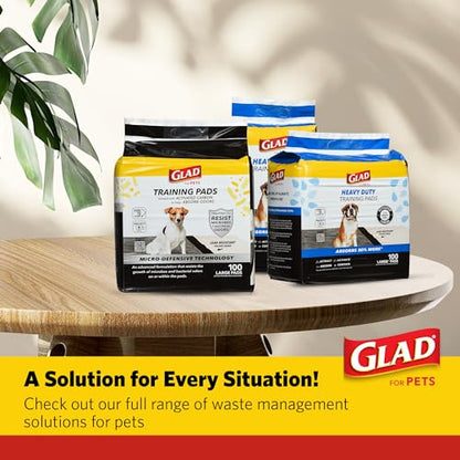 Glad for Pets XL Charcoal Training Pads Heavy Duty Leak Resistant Puppy Pee Pads Activated Carbon Odor Control Quick Dry Quilted Top Indoor Potty and Crate Liner 24 x 24 in 100 Count 4 Pack - size: 100 Count (Pack of 4)