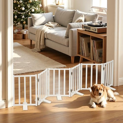 Snagle Paw Short Dog Gate,16.5" Tall Freestanding Metal Dog Gate Only for Small Dogs with Support Feet Easily Step Over,Up to 72" Wide Puppy Gate Indoor for Stairs,Doorways(White,6 Panel) - size: White-6 Panels 16.5"H*72"W