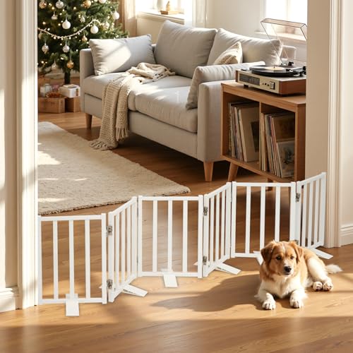 Snagle Paw Short Dog Gate,16.5" Tall Freestanding Metal Dog Gate Only for Small Dogs with Support Feet Easily Step Over,Up to 72" Wide Puppy Gate Indoor for Stairs,Doorways(White,6 Panel) - size: White-6 Panels 16.5"H*72"W