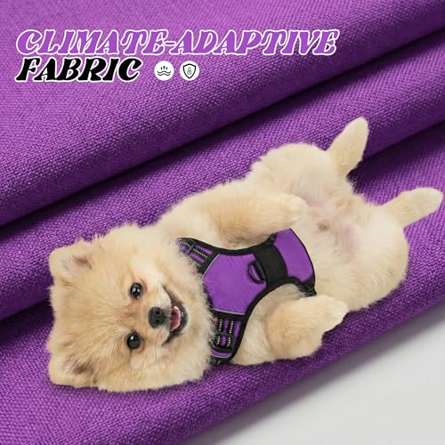 Funfox No Pull Dog Harness, Adjustable Pet Vest with Control Handle & Front Clip, Reflective Design for Small Medium Large XL Dogs, Purple XL - color: Purple, size: XL