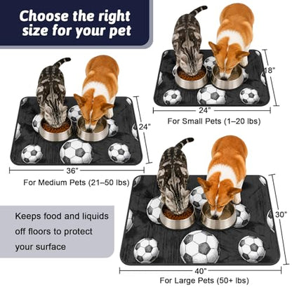 Pee Pads for Dogs,Black Footballs Washable Waterproof Dog Training Pad,Balls Sports Games Retro Charcoal Texture Non-Slip Pet Feeding Mat,Puppy Potty Pad,Dog Crate Pad for Dogs & Cats 36x24In - size: 36"L x 24"W