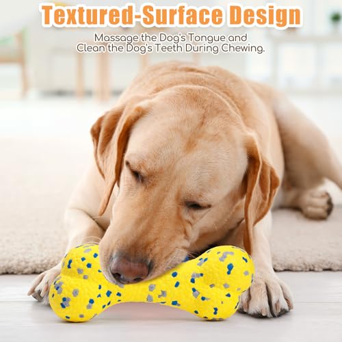 Moonorange 2Pcs Upgrade Bone Dog Balls+Rugby Dogs Toys for Aggressive Chewers, Indestructible Tennis Balls for Dogs (Yellow) - color: Yellow-Bone+Rugby-2Pcs