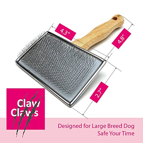 Pet Slicker Brush for Large Dogs, Wooden Handle with Stainless Steel Soft Pins, Gently Remove Tangled, Loose Undercoat and Mats Hair, Pet Grooming Brush Tool (8"), Wool Needle Felting Brush - size: 8"
