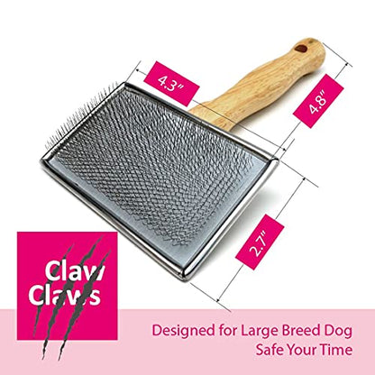 Pet Slicker Brush for Large Dogs, Wooden Handle with Stainless Steel Soft Pins, Gently Remove Tangled, Loose Undercoat and Mats Hair, Pet Grooming Brush Tool (8"), Wool Needle Felting Brush - size: 8"