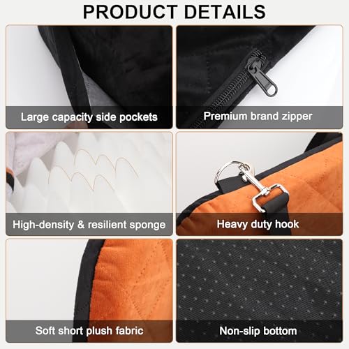 Dog Car Seat for Small/Medium Dogs,Pet Dog Booster Car Seat Puppy 15-35 lbs with Soft 4+2in Detachable Pads Detachable Elevated Cushion and Washable Cover Brown - color: black-brown
