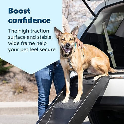 PetSafe Happy Ride Side Door Dog Stairs for Cars & SUVs, Foldable Back Seat Dog Steps with 3 Heights